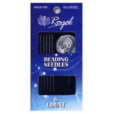 Beading 16 (6шт+нитковдеватель) Набір голок для бісеру з золотим вушком Royal (Японія)