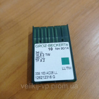 Голки для промислових швейних машин 34LR / TFx2LR / 16x2RTW LR тонкої колбою для шкіри 10 шт/уп
