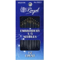 Embroidery 1/5 (12шт) Набір голок для вишивання гладдю з золотим вушком Royal (Японія)