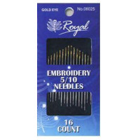 Embroidery 5/10 (16шт) Набір голок для вишивання гладдю з золотим вушком Royal (Японія)