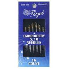 Embroidery 5/10 (16шт) Набір голок для вишивання гладдю з золотим вушком Royal (Японія)