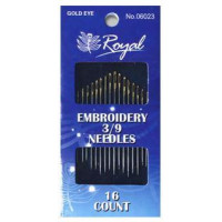 Embroidery 3/9 (16шт) Набір голок для вишивання гладдю з золотим вушком Royal (Японія)