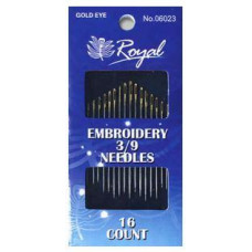 Embroidery 3/9 (16шт) Набір голок для вишивання гладдю з золотим вушком Royal (Японія)