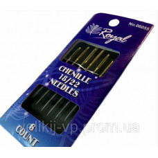 Chenille 18/22 (6шт) Набір голок для вишивання стрічками з золотим вушком Royal (Японія)